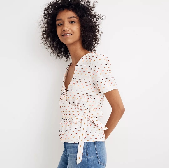 Madewell Ruffle-Hem Wrap Top in Clipdot size XXS - Picture 10 of 11